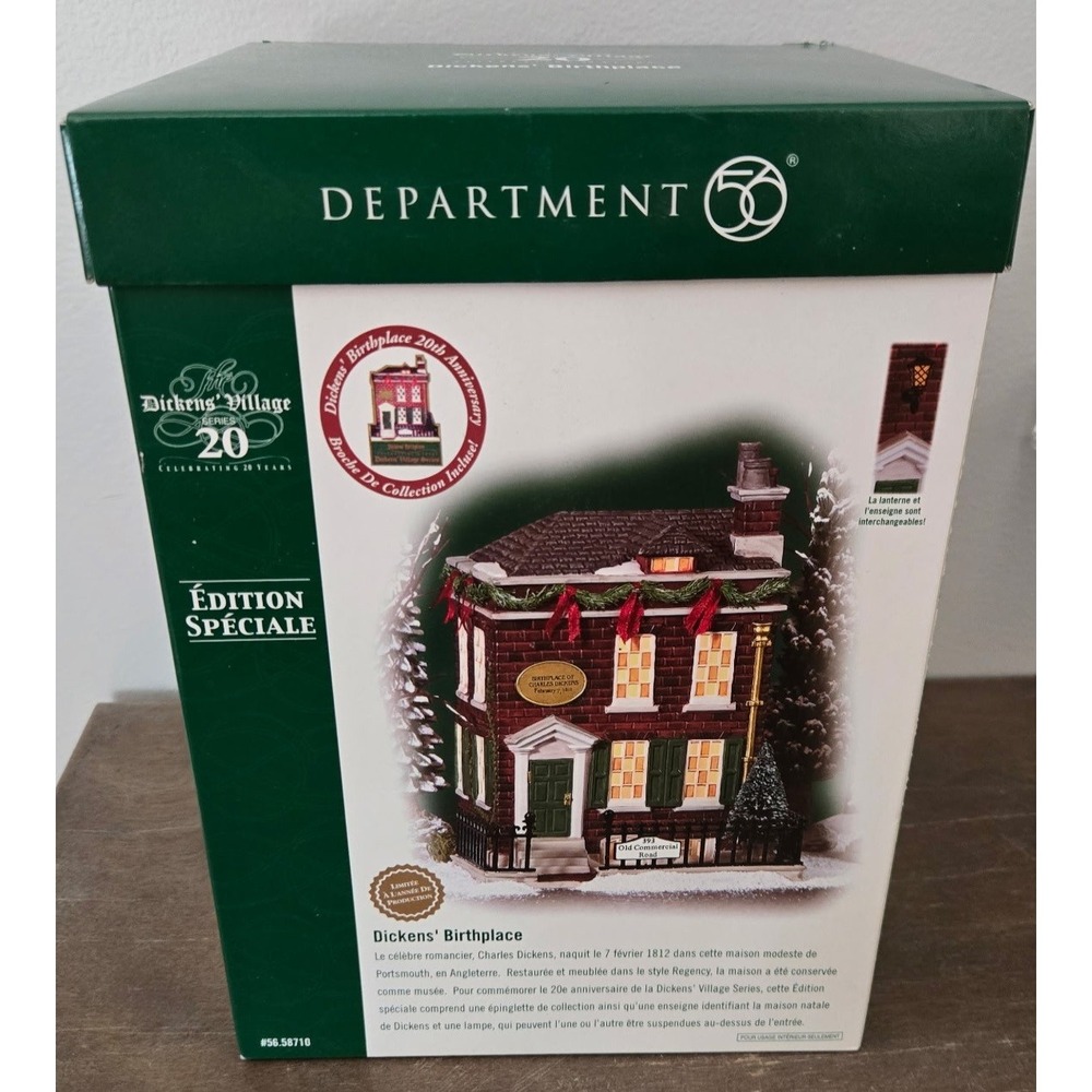 Department 56 Dickens' Birthplace Special Edition Dickens Village w Pin dept 56